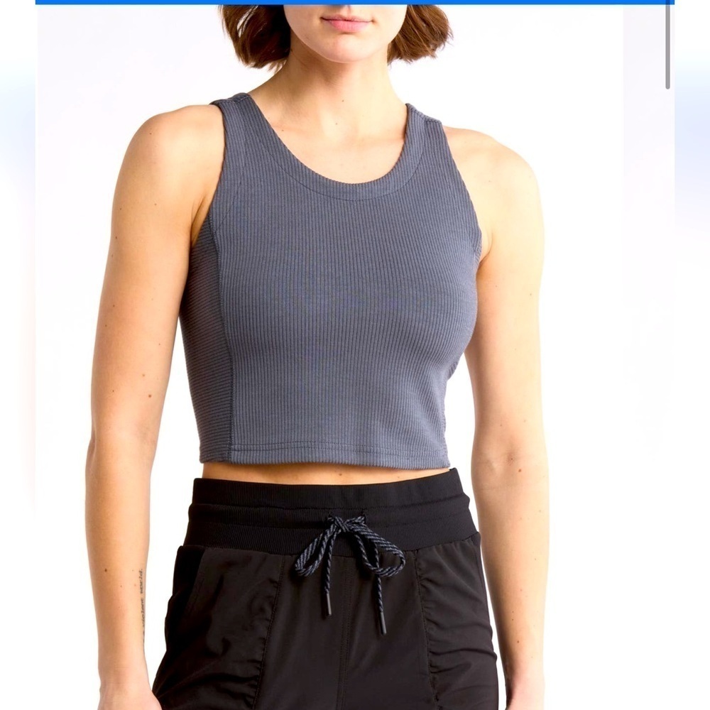 NWT KYODAN Moisture wicking crop Ringer Tank top in Deep blue active wear size M
